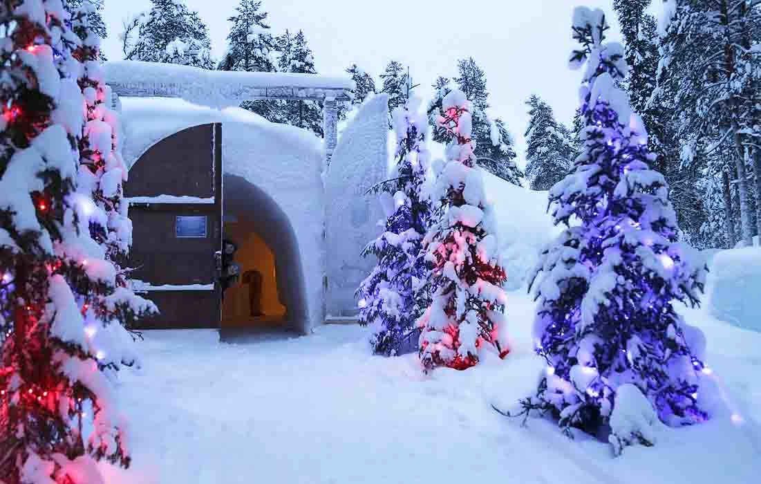 L’extérieur de l’igloo de l’hôtel Torassieppi